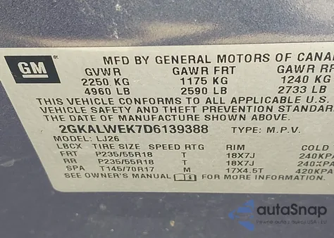 2013 GMC Terrain Slt-2 from USA, damaged, VIN 2GKALWEK7D6139388